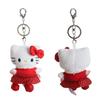 Cute Sanrio Anime Hello Kitty Plush Doll Toy Polka Dot Skirt Kt Cat Keychain Backpack Pendant Girly Heart Bag Hanging Charm Gift