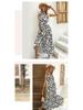 Halter Neck Sleeveless French Style Slit Print Dress Summer Hot Seller