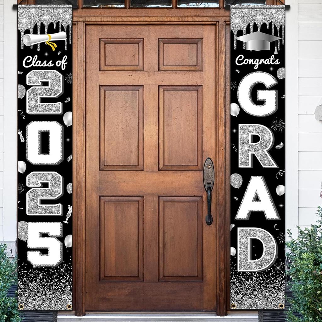2025 Graduation Party Decorations - Congrats Grad Banner Class of 2025 Congrats GRAD Porch Sign Banner for High School and College Graduation