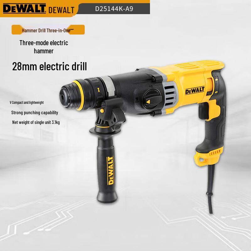 

DeWalt D25144K-A9 28mm 3-Mode SDS Plus Rotary Hammer Drill CN plug (adapter included)