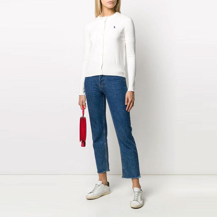 Polo Ralph Lauren Solid Color Logo Embroidered Knit Cardigan Women Outerwear White 211784759-003