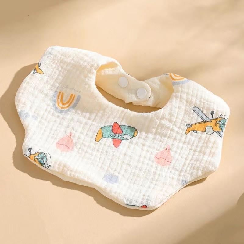 Cross-Border Six-Layer Cotton Crepe Baby Drool Bib - Pure Cotton Crinkled Gauze Marshmallow Bib