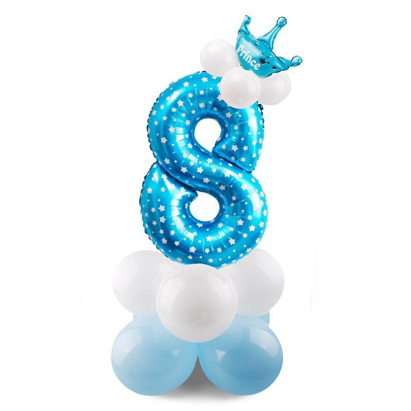 Gradual Change 32 Inch Digital Road Lead Balloon, Column Party Decoration Birthday Aluminum Film Latex Metal Balloon
