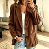Damen S Vintage Unifarben Kord Langarm Blazer Mantel