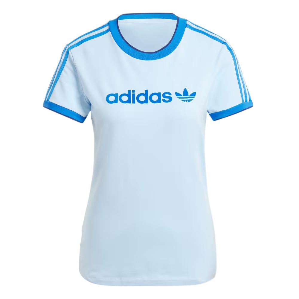 adidas Graphic Badge Slim 3-Stripes Tee Clear Sky Female IZ2674 XXS