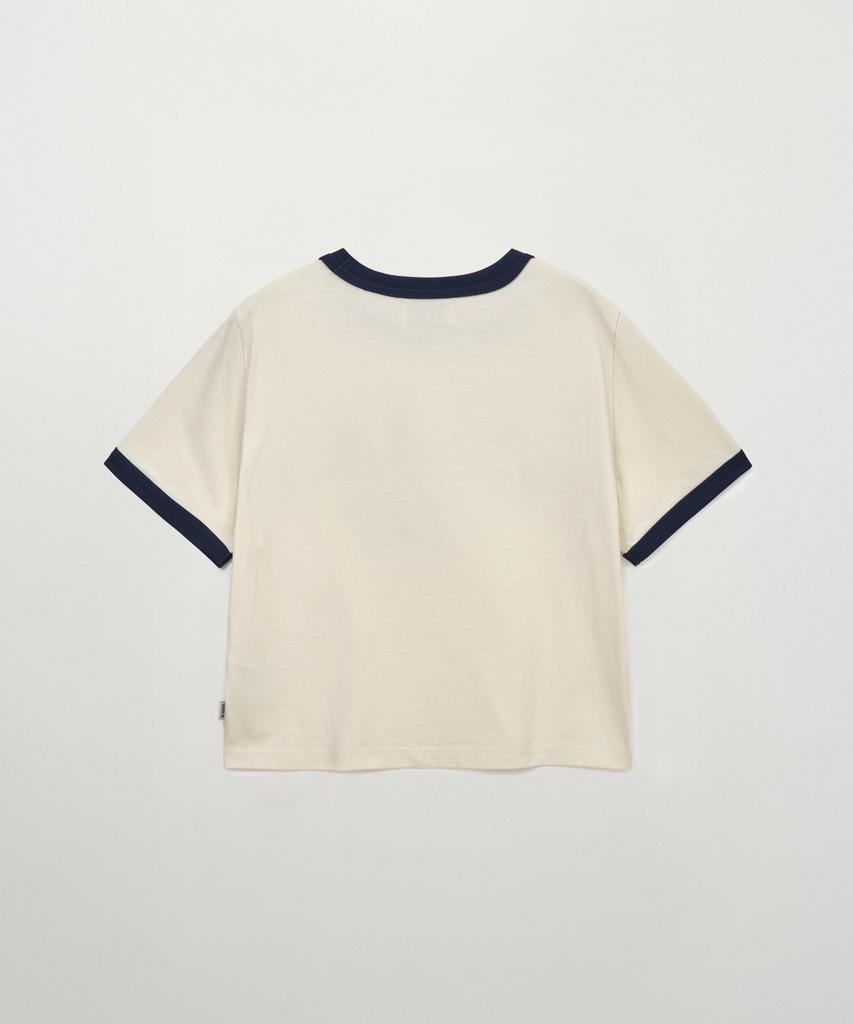 Seteo (W) Arch Logo Ringer Short Sleeve T-Shirt Cream