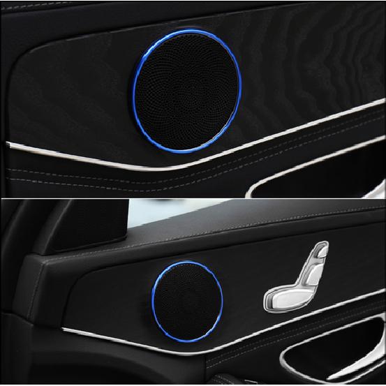 For Mercedes-Benz GLC 2016-21 Aluminum Blue Inner Door Horn Frame Cover Trim 4X
