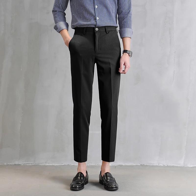Popular Nine-point Trousers Men's Small Straight Tube Slim-fitting High-waisted Thin Pipe Pants Versatile Black Suit Pants Wholesale