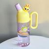 Ura-ra Cartoon Handle Straw Cup: Portable Plastic Cup for Kids' School and Travel