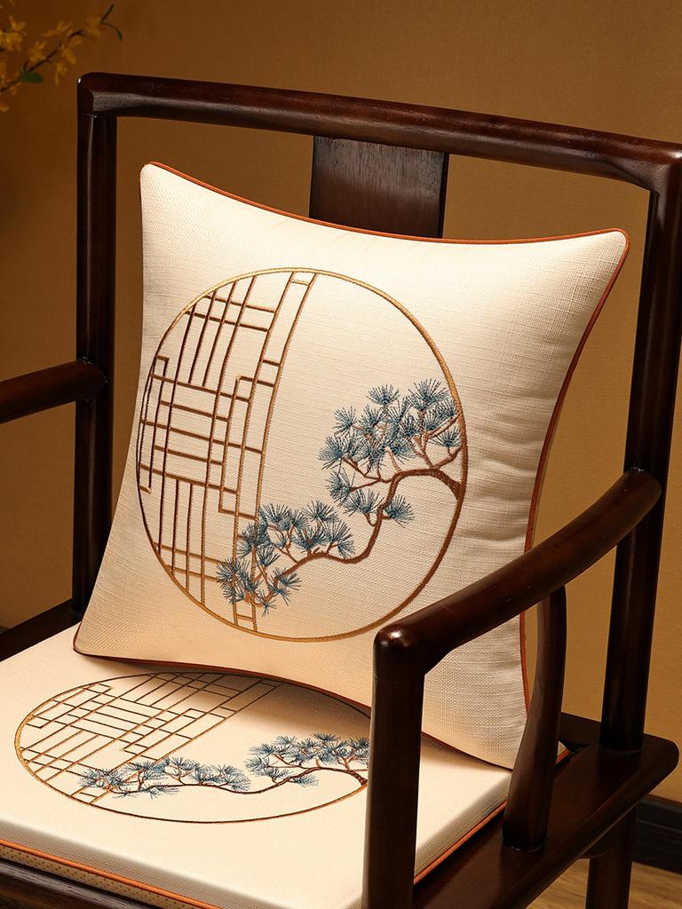 Veemi Home Leinen Kissenbezug Frühling Vögel Stickerei Orientalischer Luxus Hochwertiger Kissenbezug für Couch Sofa Bett 18x18 Zoll