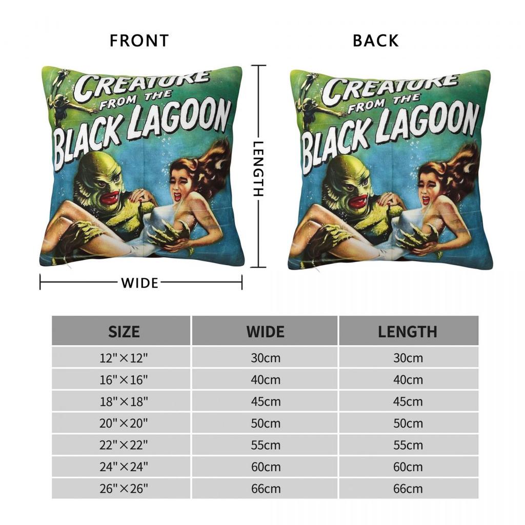 Creature From The Black Lagoon Square Pillowcase Polyester Linen Velvet Printed Decor Throw Pillow Case Room Cushion Cover 45X45