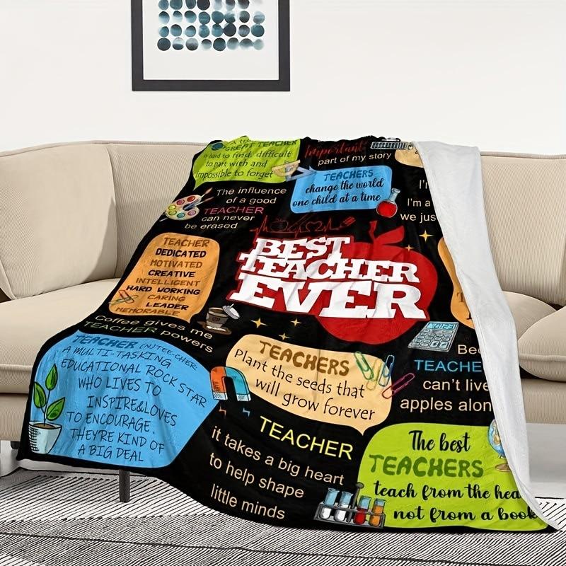 Thank You Teacher Gift Blanket Decorative Flannel Blanket Teachers' Day Graduation Retirement Birthday Blanket