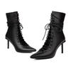 Fashion Brand Design Cross Strap Black and Red Short Boots Autumn Winter Fashion Pointed Spicy Girl Sexy Women's Ankle Boots Size 33-46