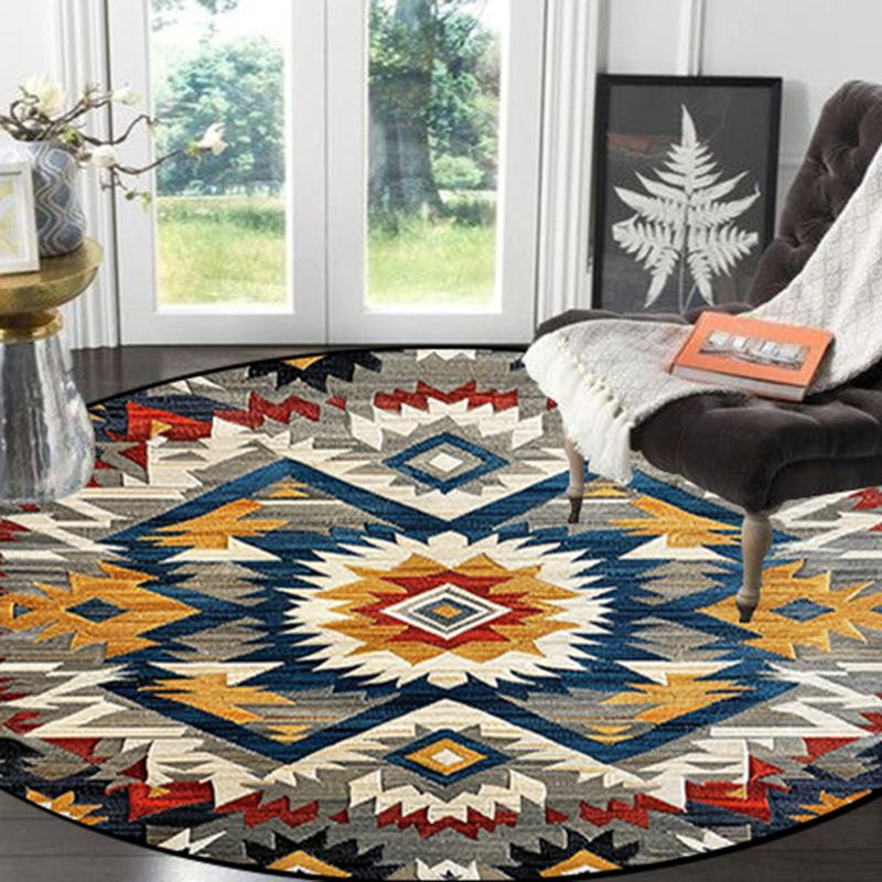 American Retro Round Lving Room Carpet Large Bedroom Decor Sofa Mat Non-slip Cloakroom Lounge Rug Washable Hanging Chair Rug