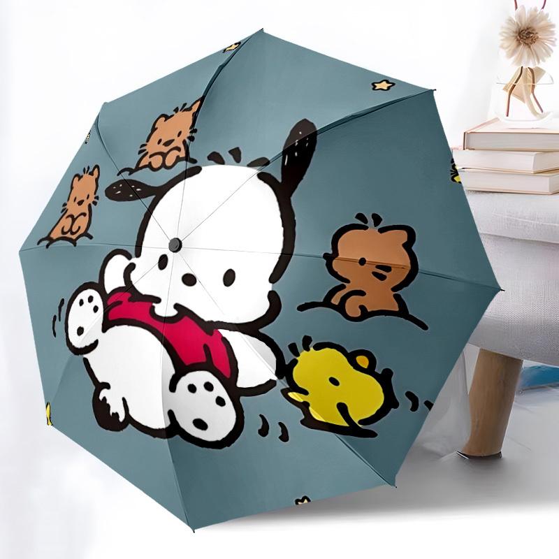 1PC Pachacco, Sanrio Pattern Automatic Folding Umbrella, Portable Collapsible Design, Casual Outdoor Accessory, For All Seasons, Christmas Birthday Fe