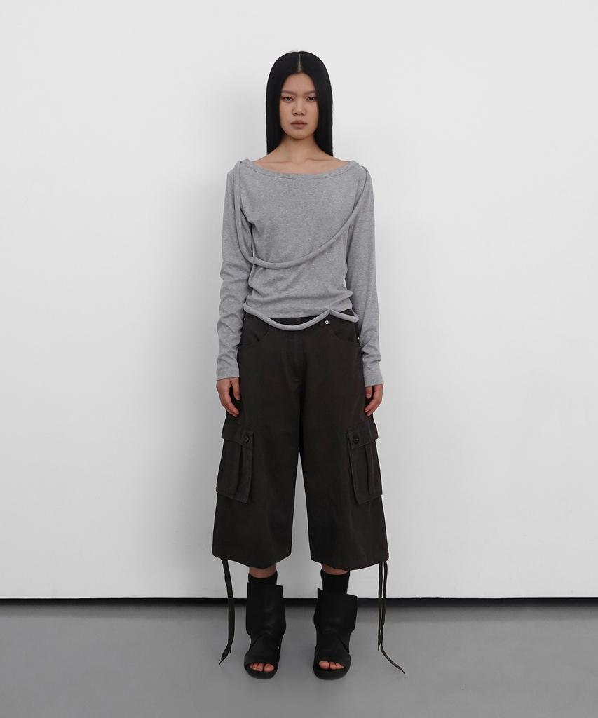 Saendeulig Strap Wide Neck T_Melange Gray