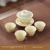 Beige Ru Kiln Teapot Ancient Charm 2026 New Chinese Tea Set Gaiwan Tea Trueen Household High Grade Ceramic Travel Tea Cup Bowl
