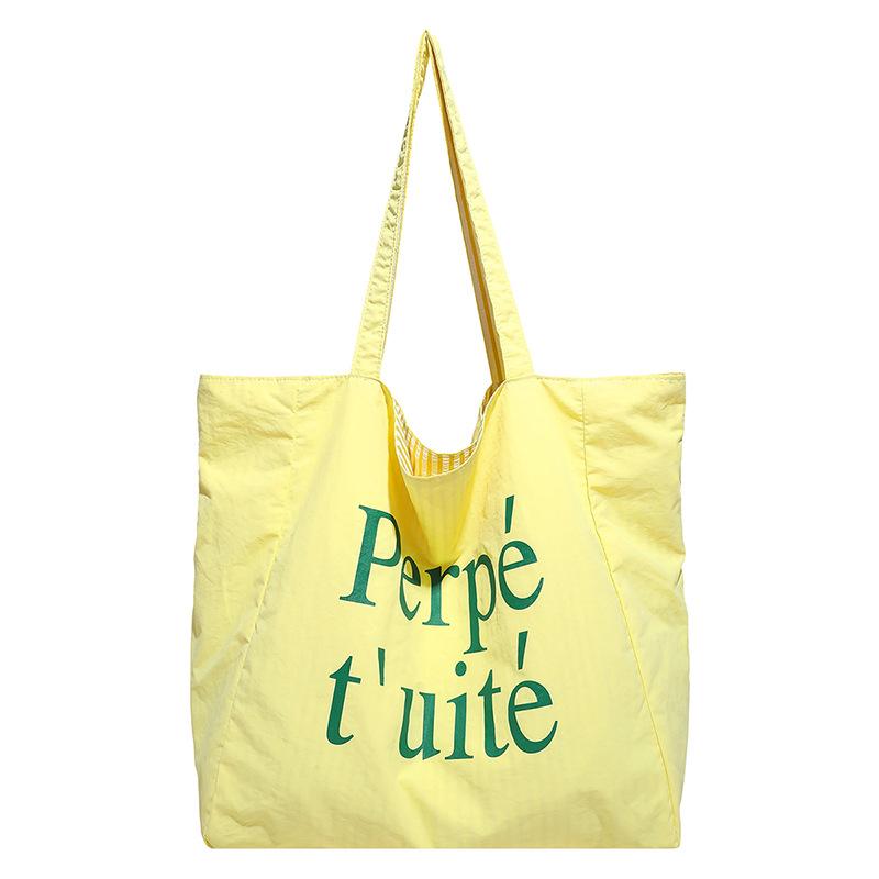 Lazy wind canvas bag 2025 summer new alphabet canvas bag female shoulder large capacity student class commute