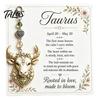 Zodiac Sign Pendant 12 Keychain with Keepsake Card, Star Pendant, Backpack Handbag Purse Charm, Inspirational Gift for Men Women