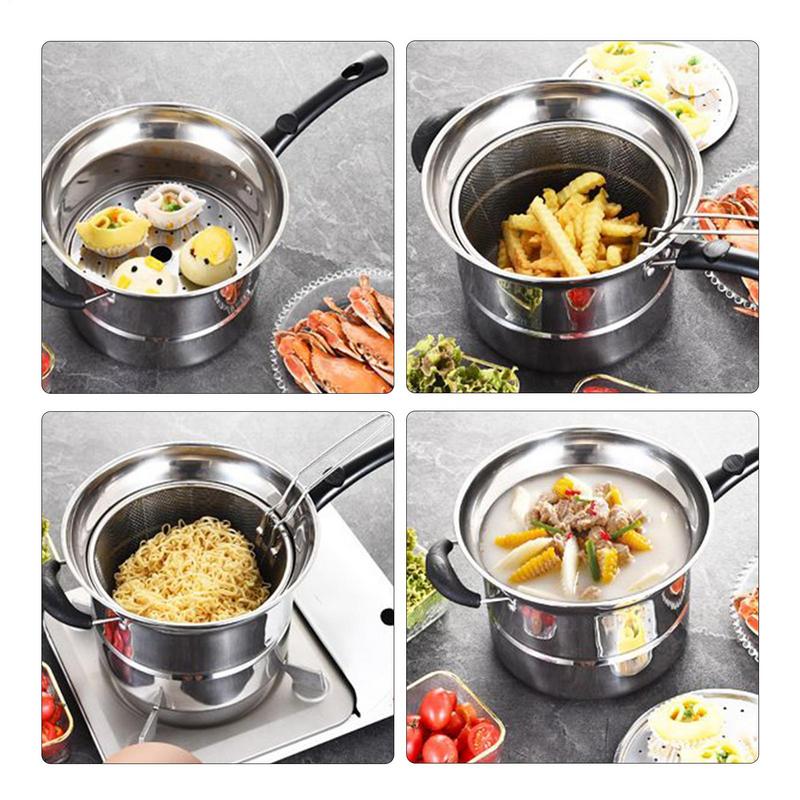 Frying Pot With Basket Stainless Steel Multifunctional Frying Pot With Strainer Basket Kitchen Tool For French Fries Seafood
