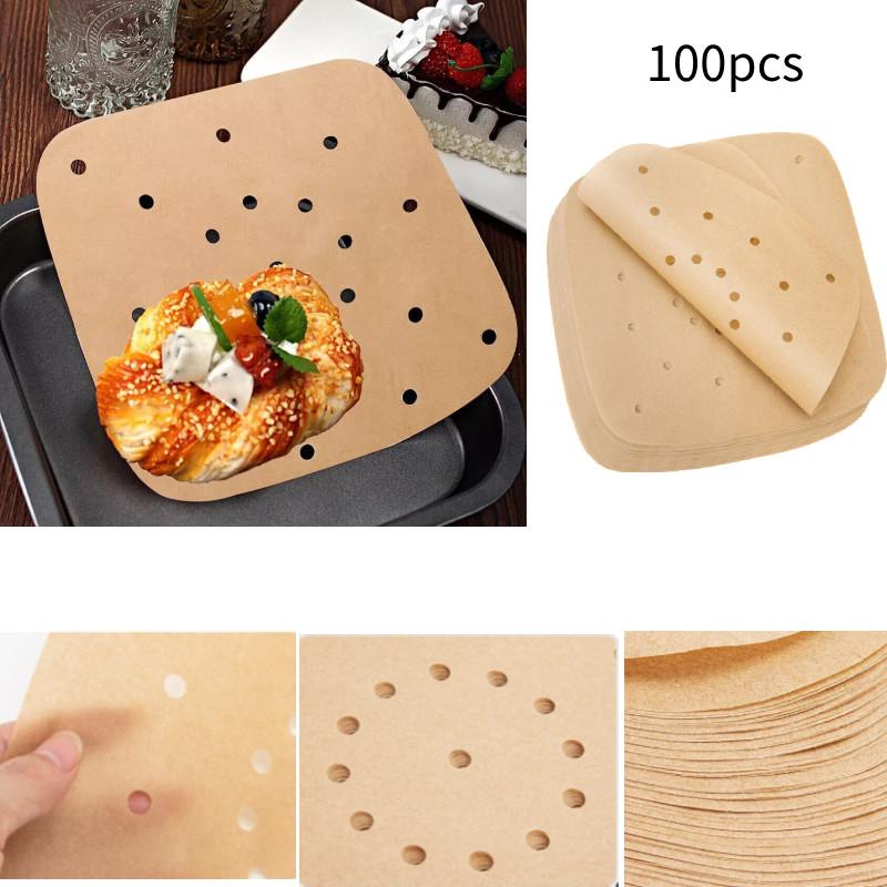 Air 100pcs Square Fryer Paper Disposable Non Stick Bake Steamer Parchment Liner