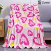 Pink Leopard Heart Cartoon Anime Print Flannel Blanket Soft Warm Throw for Kids Bedroom Sofa Bed Christmas Office Car
