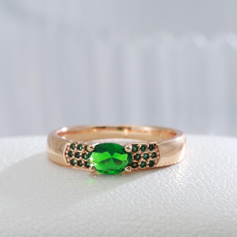 New Emerald Oval Cut Natural Zircon Ring For Women Rose Gold Wedding Ring Fashion High Quality Daily Fine Jewelry