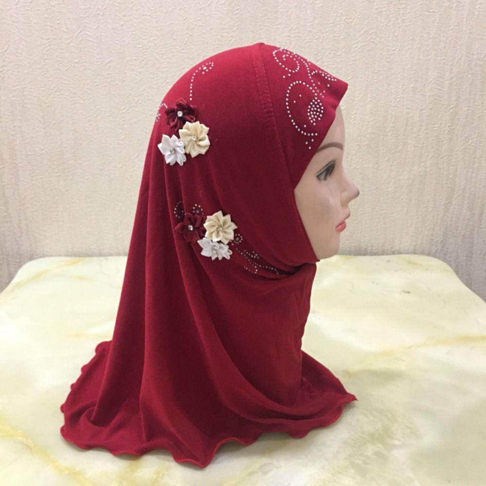 Beautiful Flowers Fit Islamic Scarf Head Wrap Girl  Headbands Kids  Headscarf
