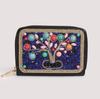 Bohemian Style PU Zipper Card Holder & Coin Purse with Butterfly and Flower Design