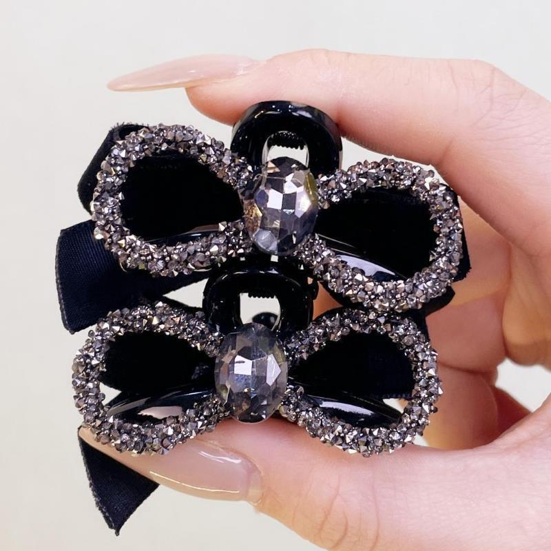 New Year Elegant Double Sided Small Bow Hair Clip Women Side Bangs Broken Hair Fixed Clip Fashion Princess Head Hair Accessories