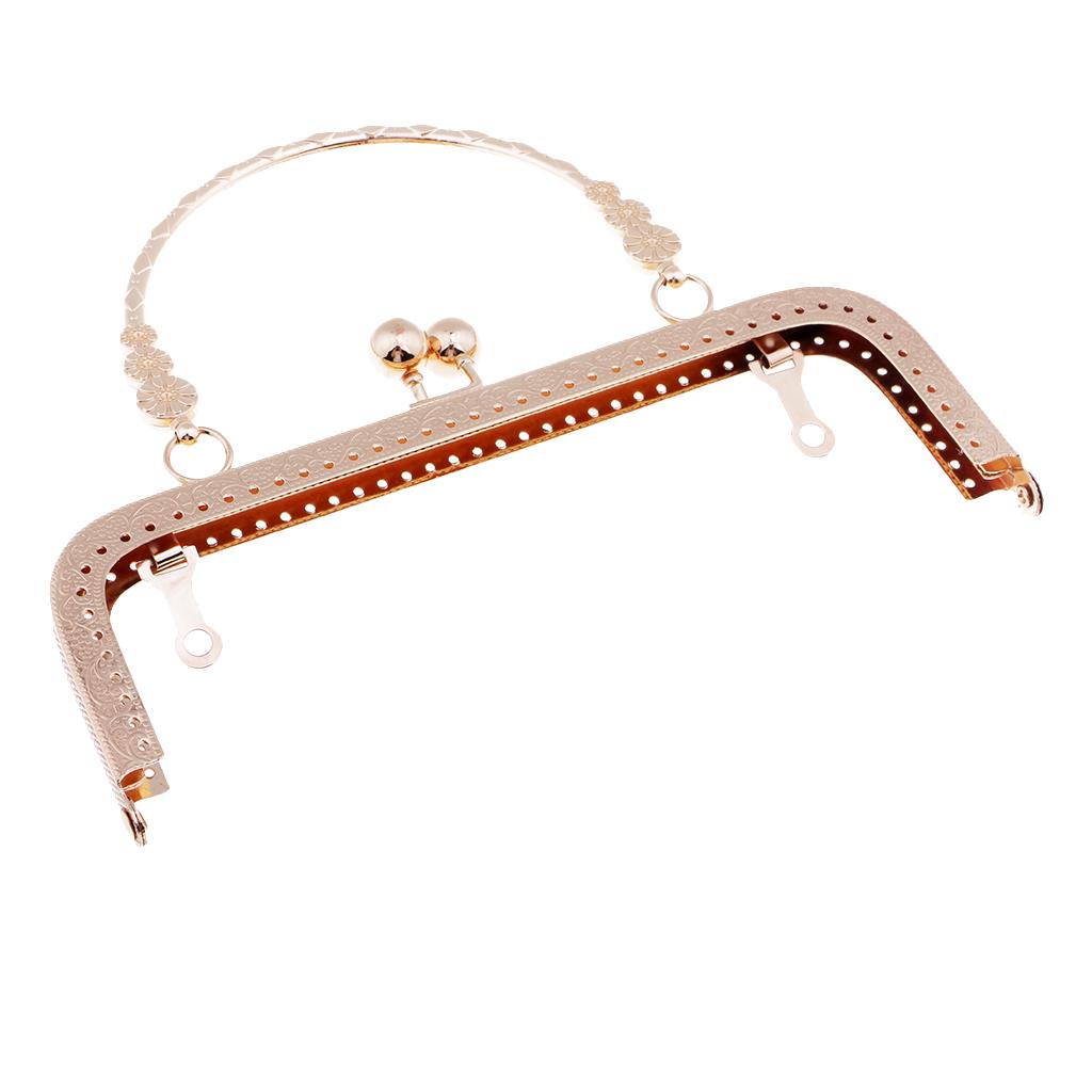 18cm Vintage Flower Embossing Purse Metal Clasp Handle DIY Handbag