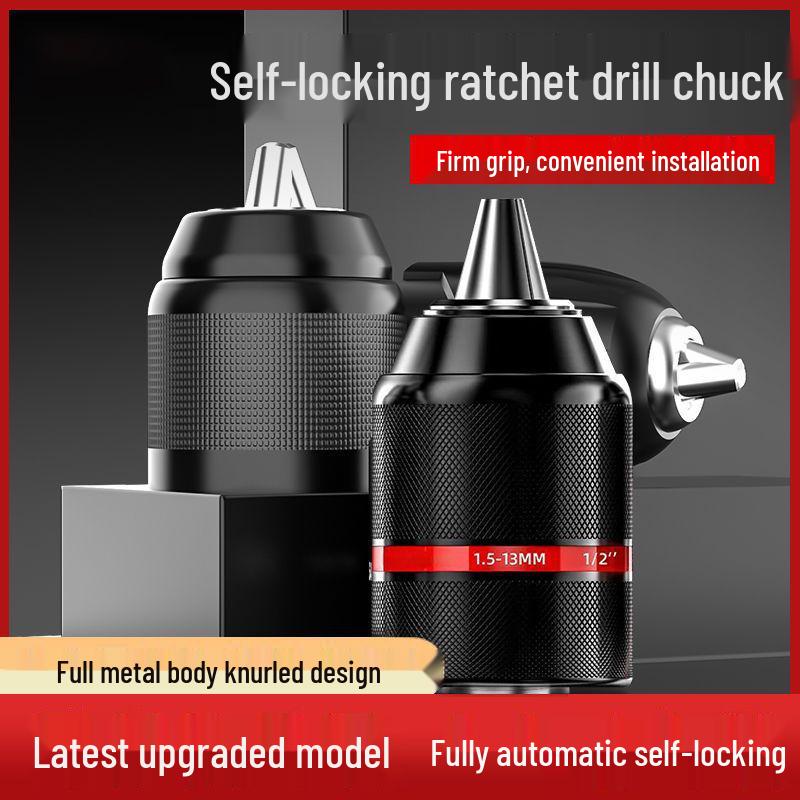 Selbstverriegelnder Metall-Ratsche-Bohrfutter-Adapter für Bohrmaschine/Bohrmaschine, 10/13mm