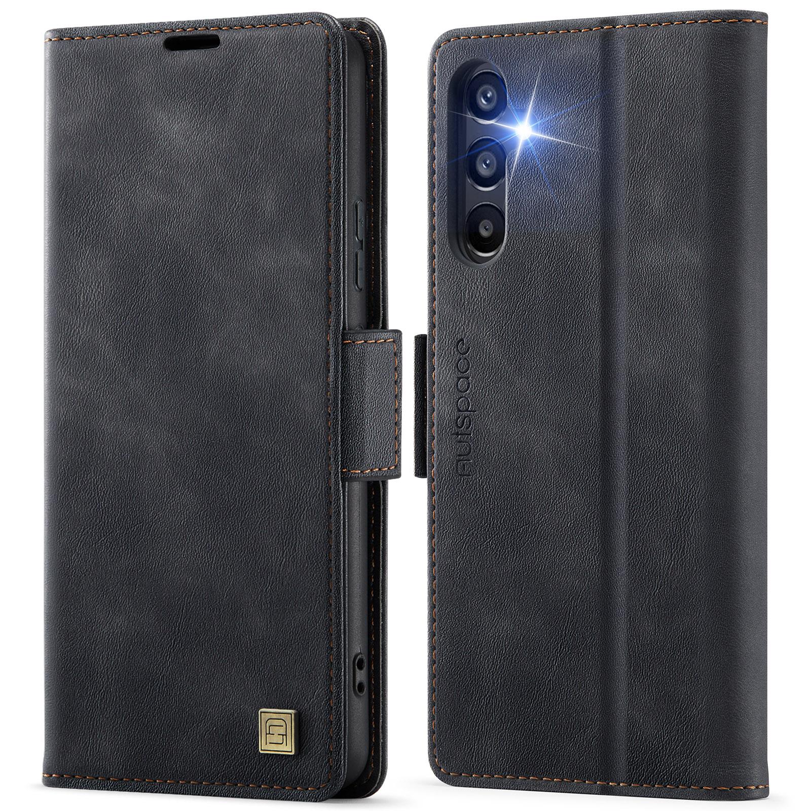 

Для Samsung Galaxy A54 5G Чехол AUTSPACE A11 Блокировка RFID Ретро Кожаный Чехол-кошелек для мобильного телефона Black