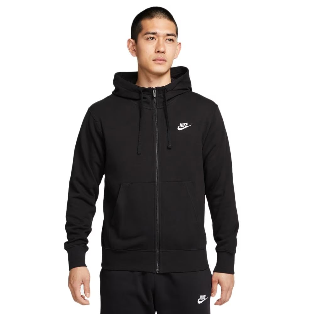 Nike Club French Terry Full-Zip Hoodie BV2649-010 Black/White (Size S)