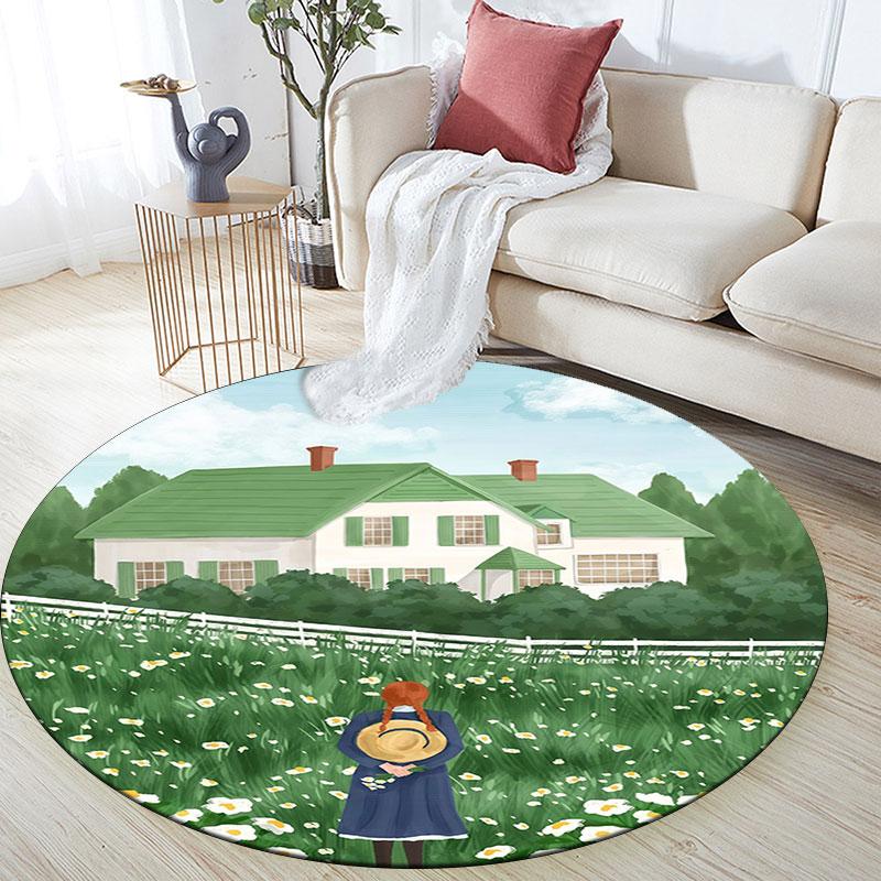 Anne Cartoon Pattern Round rug,Carpet Rug for Living Room Bedroom Playroom ,Non-slip Floor Mat,Holiday Gifts and Birthday Gifts.