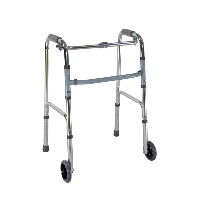 Elderly Foldable Aluminum Walker with Wheels for Rehabilitation
