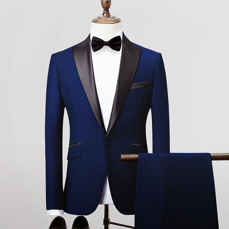 Men's Slim Fit Korean Tuxedo Suit for Wedding, Host, Photography