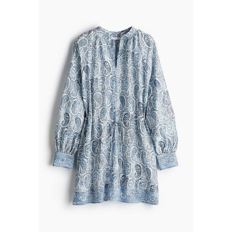 

HM Women s Clothing Dress 25 Summer Chinese Stand Collar Wave Style Shoelace Lantern Stylish Floral Skirt 1278033