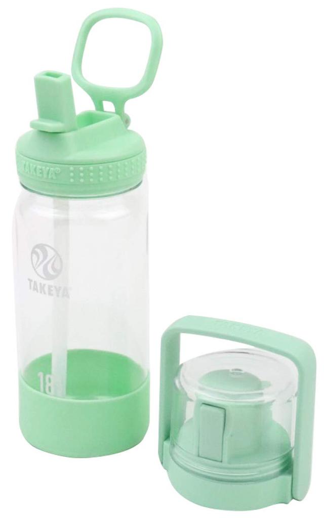 Official Takeya Kids Clear Bottle 520ml Bundle Set with Straw Cup Go TAKEYA Carry and Silicone Direct Drinking Water Bottle with Perfect for