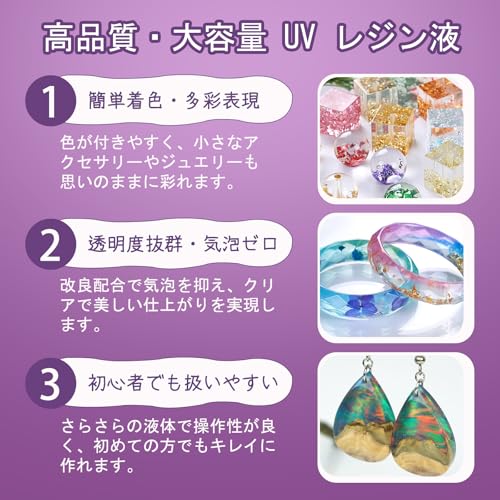 Cetdeir UV LED Resin Liquid, Large Capacity 500g, Hard Type, Low Viscosity/High Transparency, Clear, with Opener and Nozzle Cap