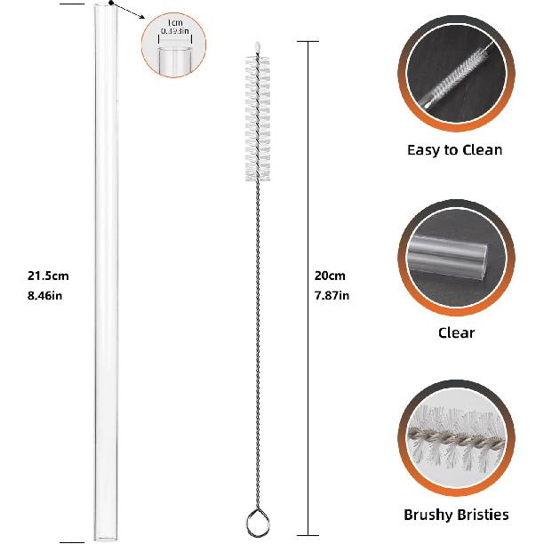Replacement Straws for Hydrojug traveler 40 oz, Reble Plastic Straws Compatible with Hydrojug Cup, Clear Transparent Straight Drinking Straws, Set of