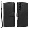 For Samsung Galaxy S25 FE Leather Wallet Case with Strap Solid Color Phone Stand Cover