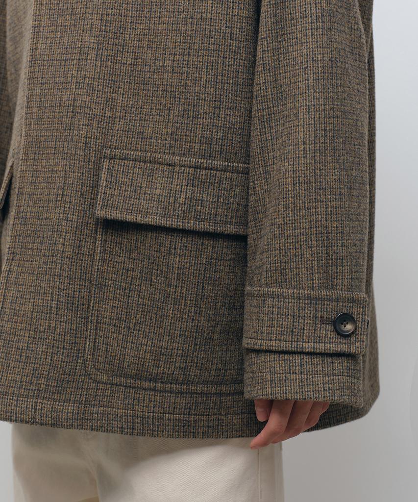 Musinsa Standard Wool Blend Tweed Oversized Half Balmacaan Coat [Brown]