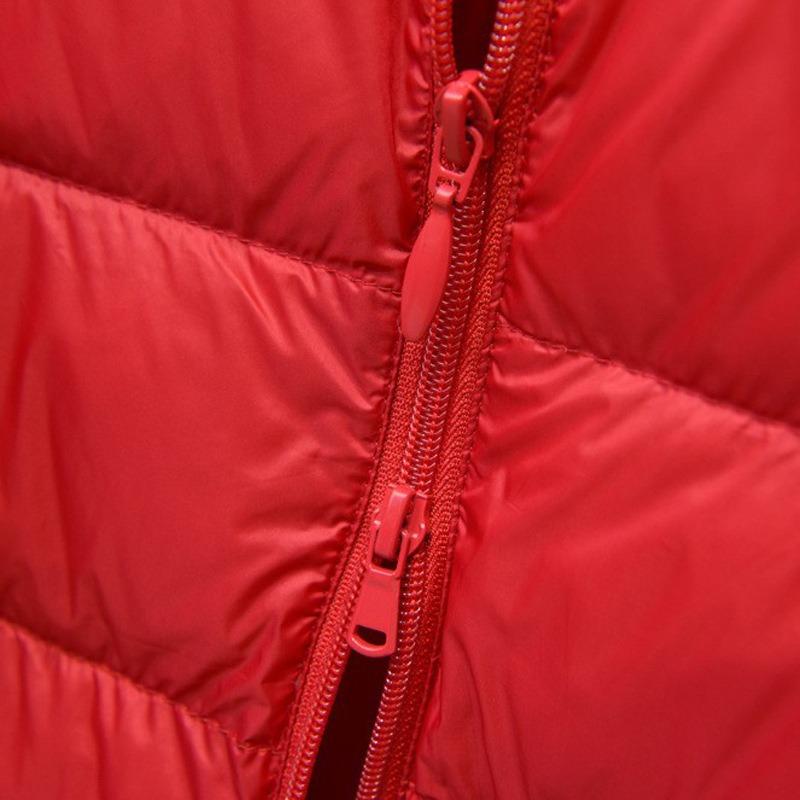 Herbst und Winter neue Daunenjacken Damen leicht und dünn mittel und lang Knie schmal geschnitten Mode vielseitig Kapuze Trend