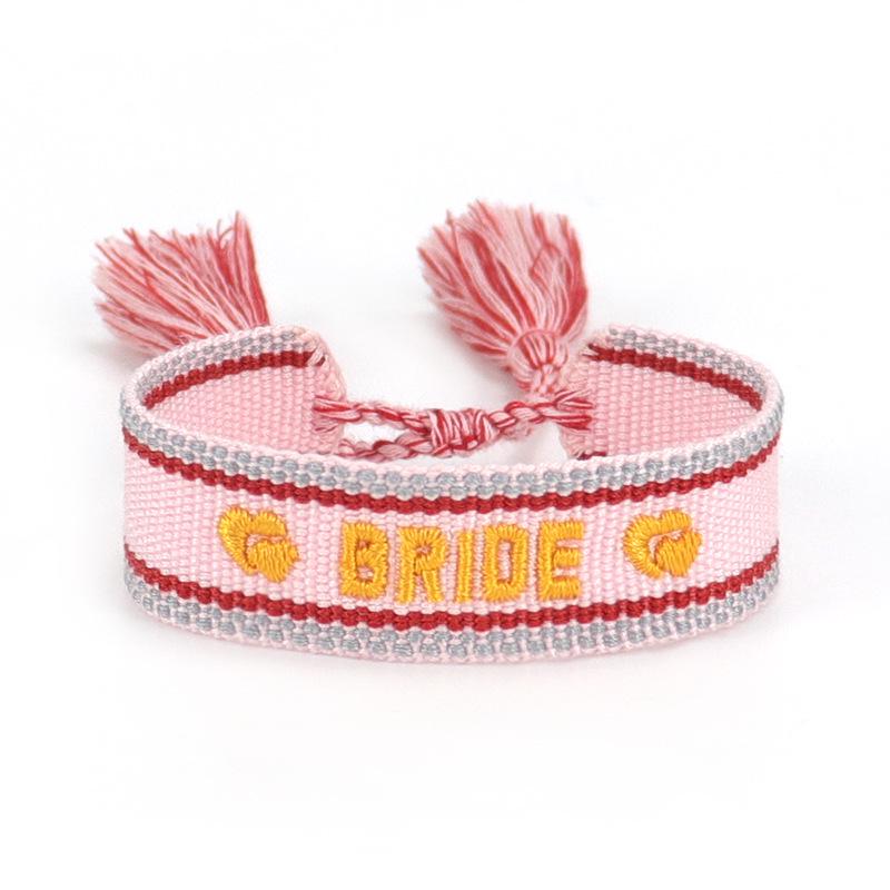 Handmade European Style Embroidered Love Bracelet with Tassels for Girls