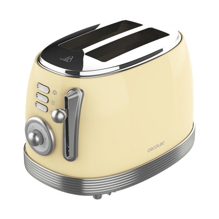 Grille-pain - Cecotec - Toast & Taste 800 - Vintage - Jaune - 850 W - 2 Tranches