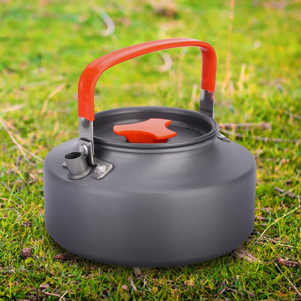 1.1L AluminumTeapot Coffee Tea Pot Kettle for Camping Hiking Kitchen Black Handle