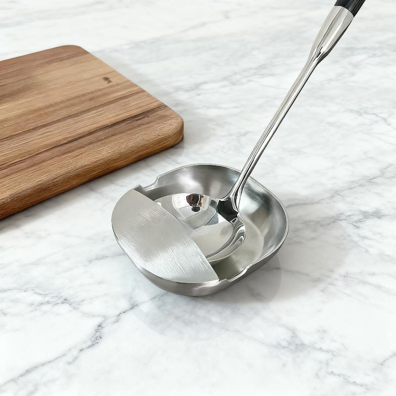 Stainless Steel Utensils Frame Self Standing Ladle Holder - Kitchen Counter Stove Spoon Spatula Organizer For Household