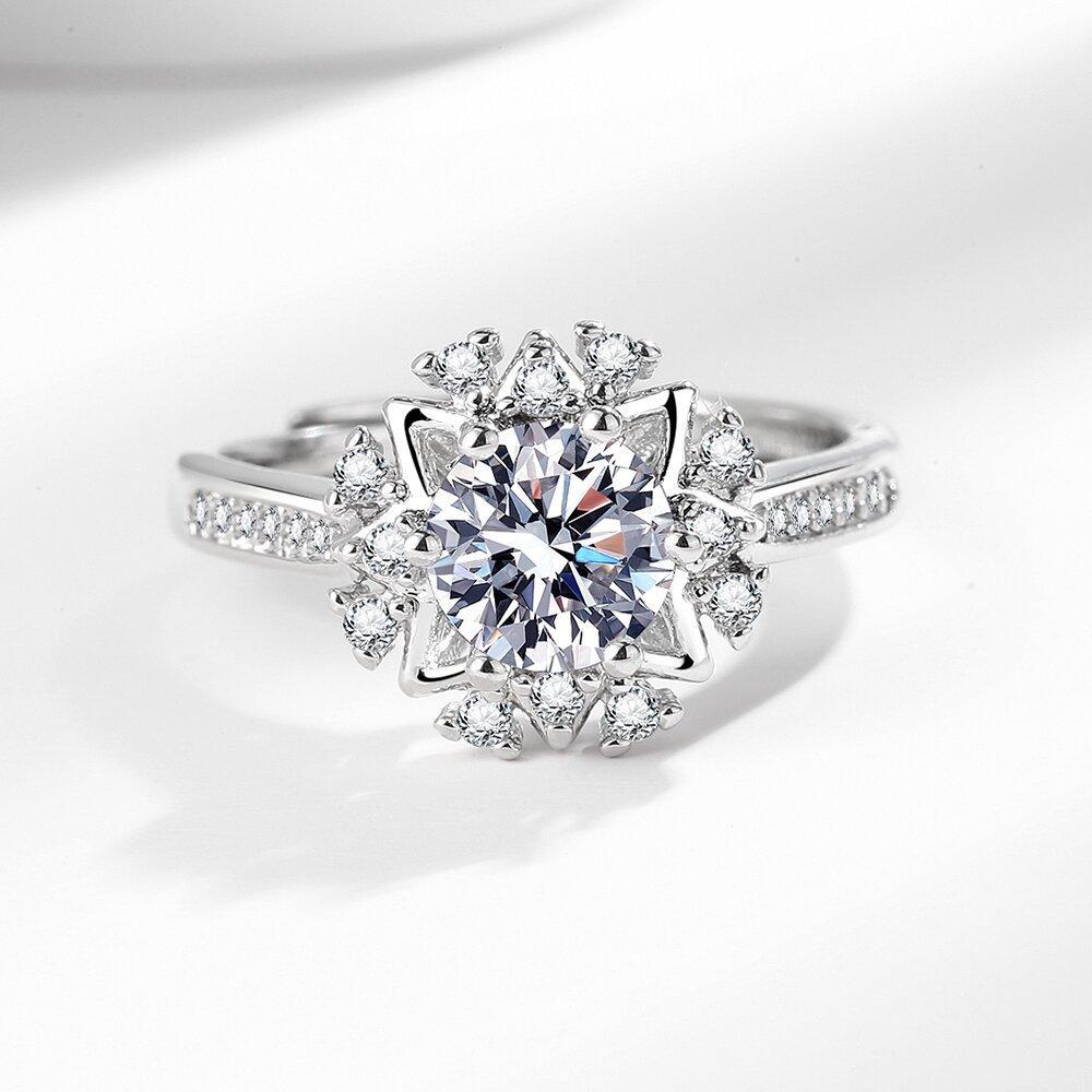 2026 European and American Jewelry Inlaid Zircon Ring Open Jewelry Women's Jewelry Ring