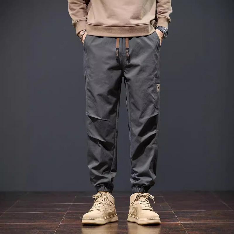 Spring And Autumn New Trendy American Overalls Men's Loose Legged Trousers Solid Color Casual Large Size Sports Pants For Men